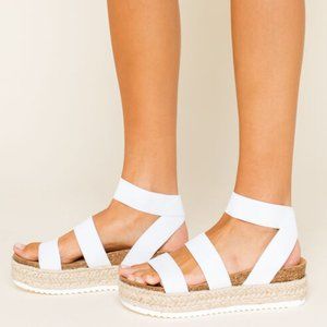 white strap platform sandals